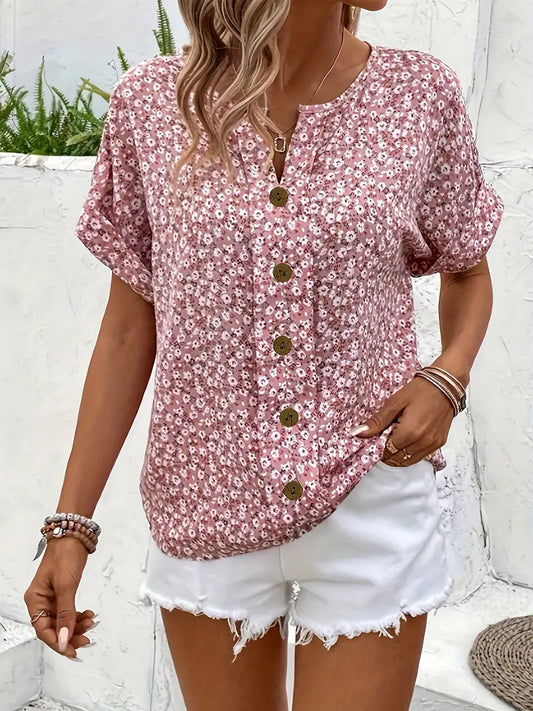 Matilda - Floral Button-Up Top – Lightweight & Breathable