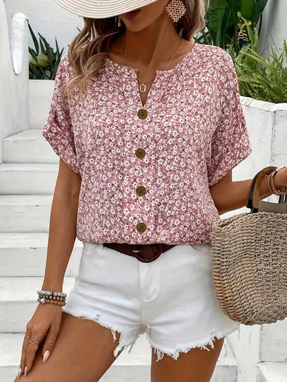 Matilda - Floral Button-Up Top – Lightweight & Breathable