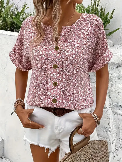 Matilda - Floral Button-Up Top – Lightweight & Breathable