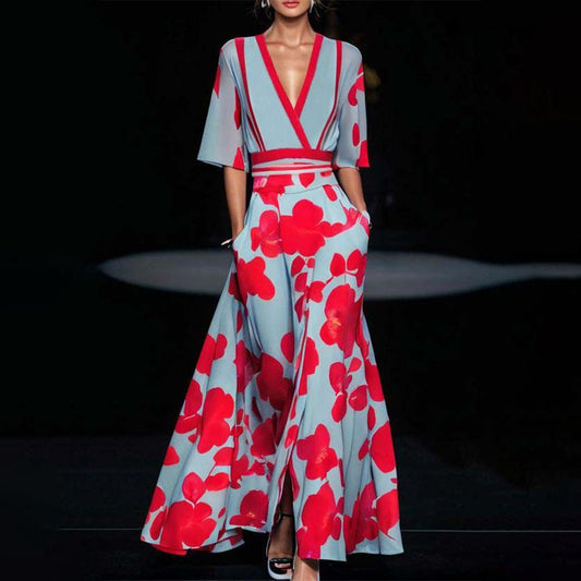 Elegant V-Neck Maxi Dress