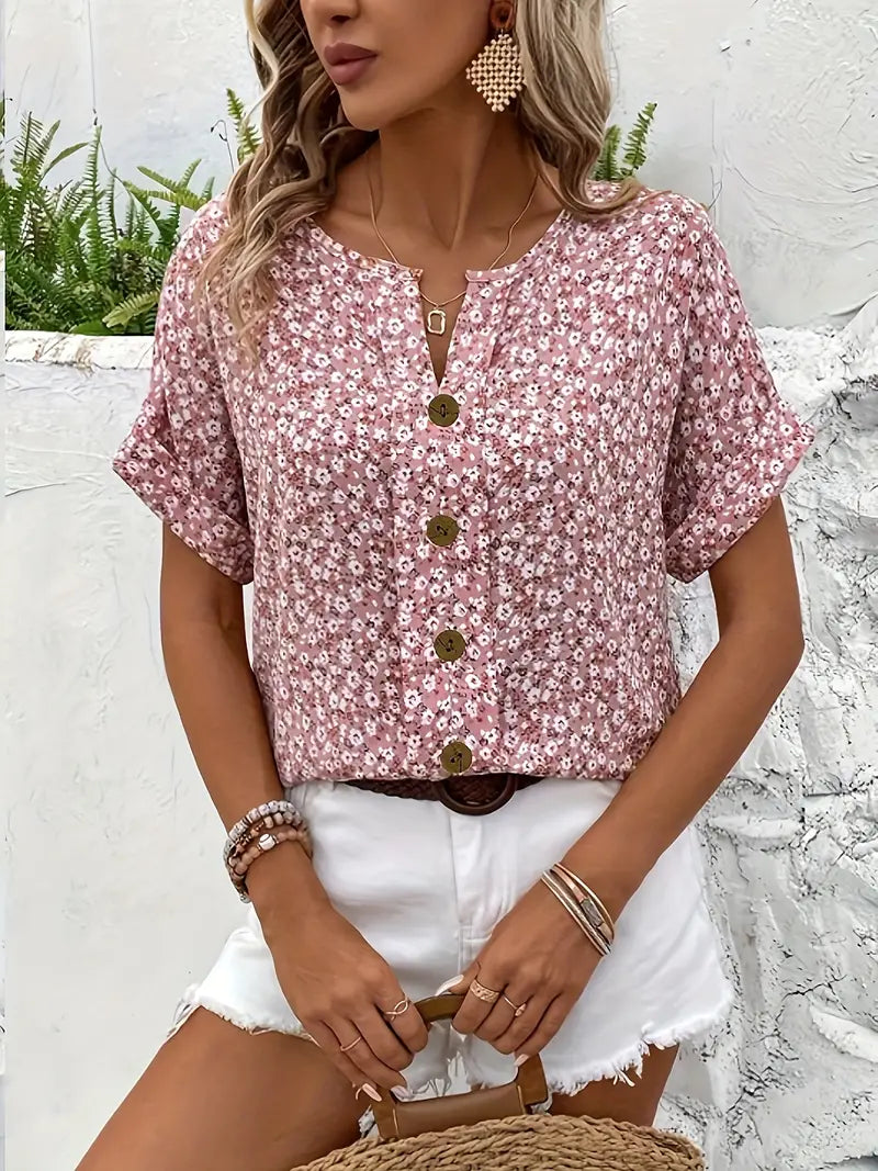 Matilda - Floral Button-Up Top – Lightweight & Breathable